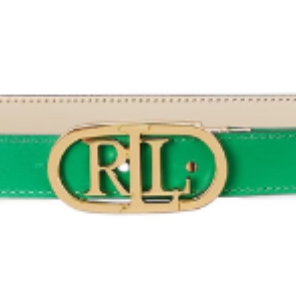 Lauren Ralph Lauren 0.75" Logo Reversible Leather Skinny Belt